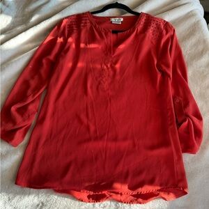 Van Heusen Vibrant Orange Sheer Tunic Top